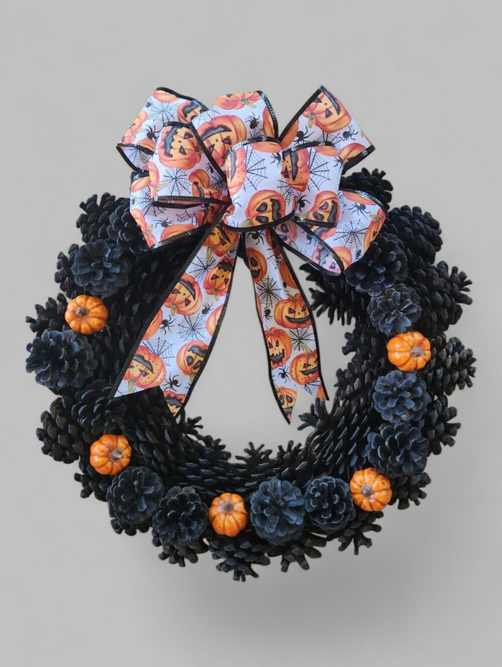 Spooky Pumpkin & Pinecone Halloween Wreath